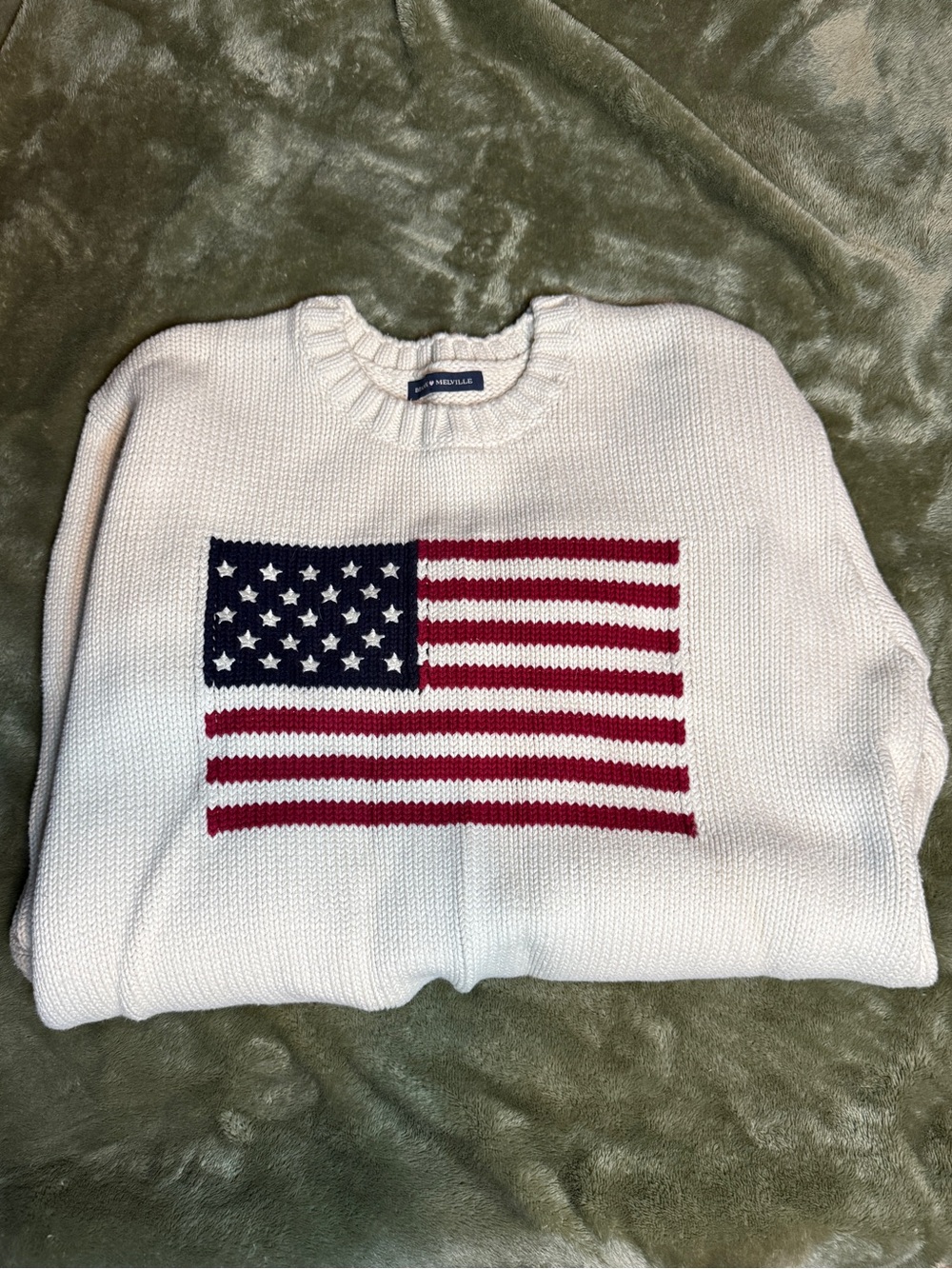 Brandy Melville Women’s Cream American Flag Sweater